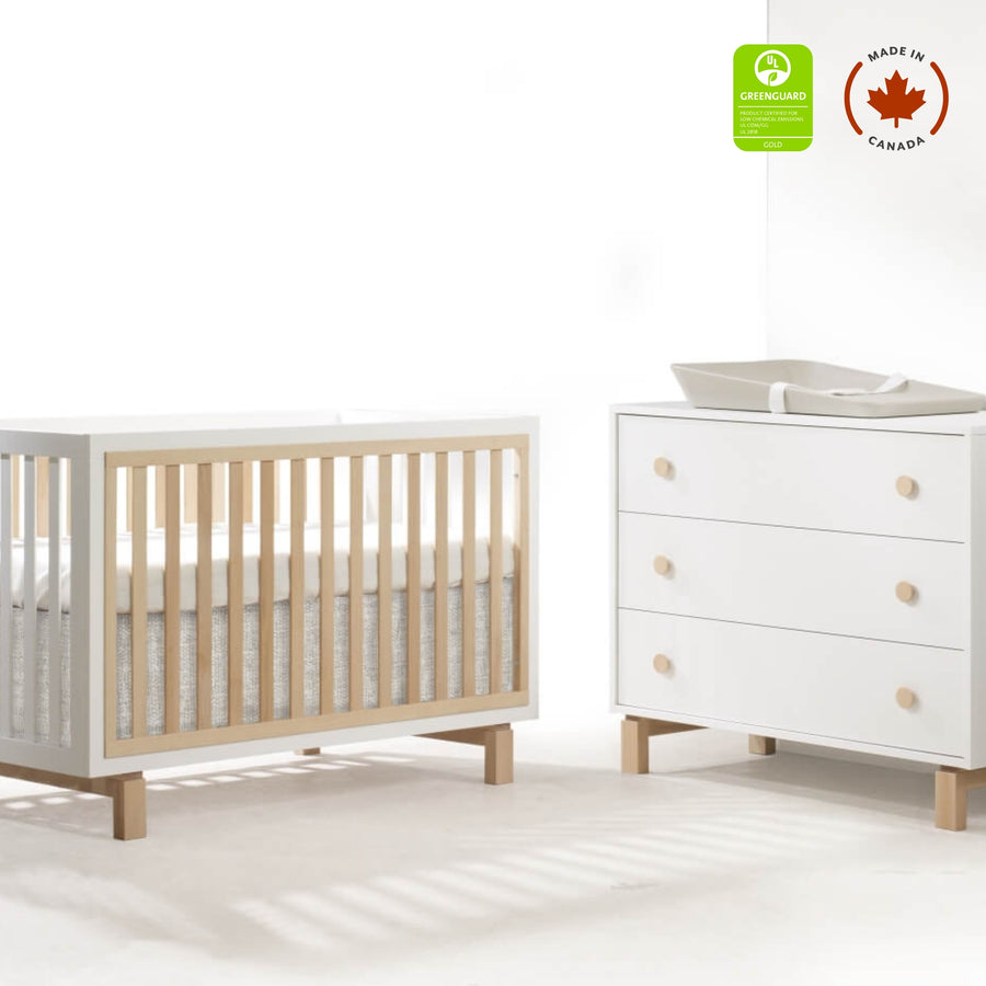 Tulip - Bjorn Classic Crib and 3 Drawer Dresser XL (sold as a set only) - White / Natural Tulip - Nursery Furniture Sets - TU6501 - 19 - SET Tiny Toes in Dreamland