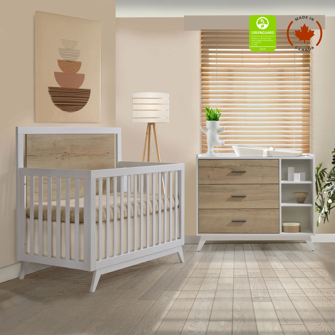 Tulip - Sissi Crib - to - double and Combo Dresser (sold as a set only) - White/Natural Oak Tulip - Nursery Furniture Sets - TU3503.40 - TU3530.40 - SET Tiny Toes in Dreamland