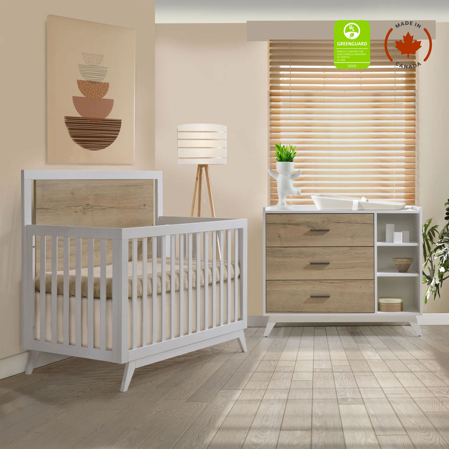 Tulip - Sissi Crib - to - double and Combo Dresser (sold as a set only) - White/Natural Oak Tulip - Nursery Furniture Sets - TU3503.40 - TU3530.40 - SET Tiny Toes in Dreamland