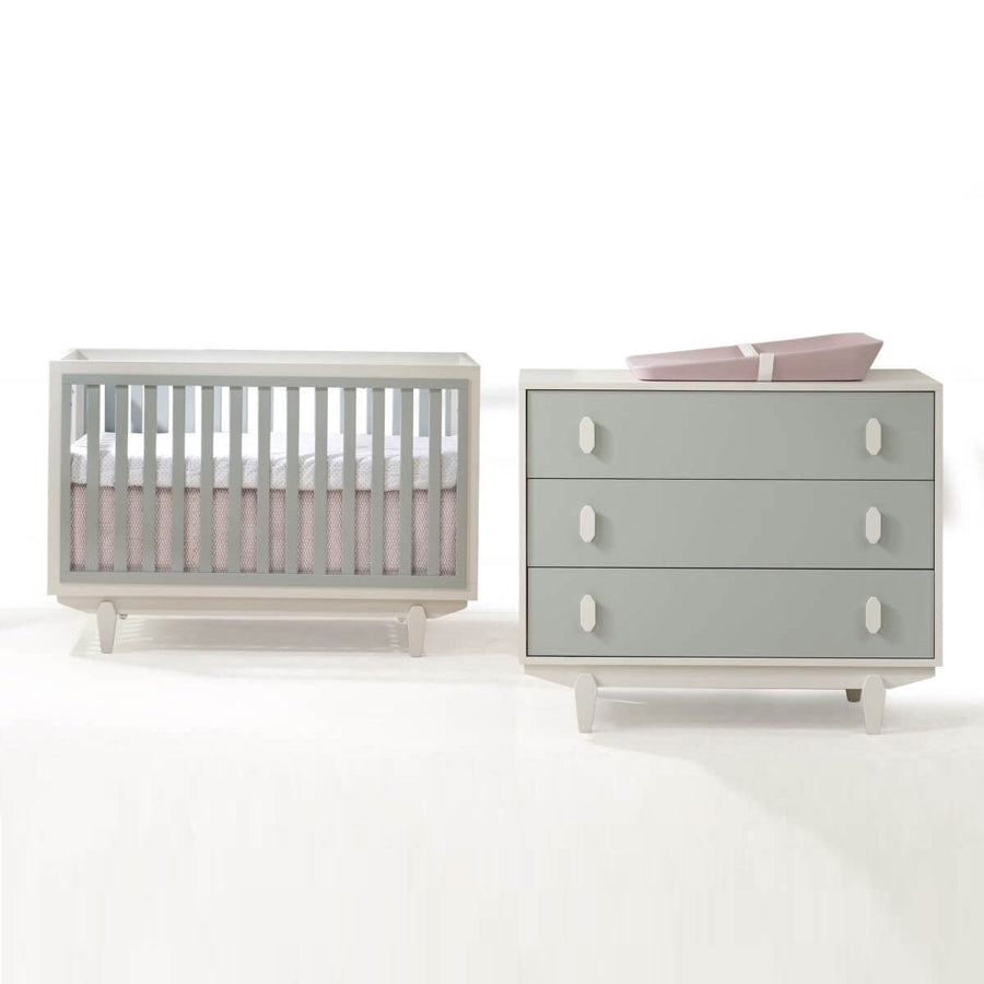 Tulip - Tate Classic Crib and 3 Drawer Dresser XL (set only) - Latte/Sage Tulip - Nursery Furniture Sets - TU9501.18 - TU9534.18 - SET Tiny Toes in Dreamland