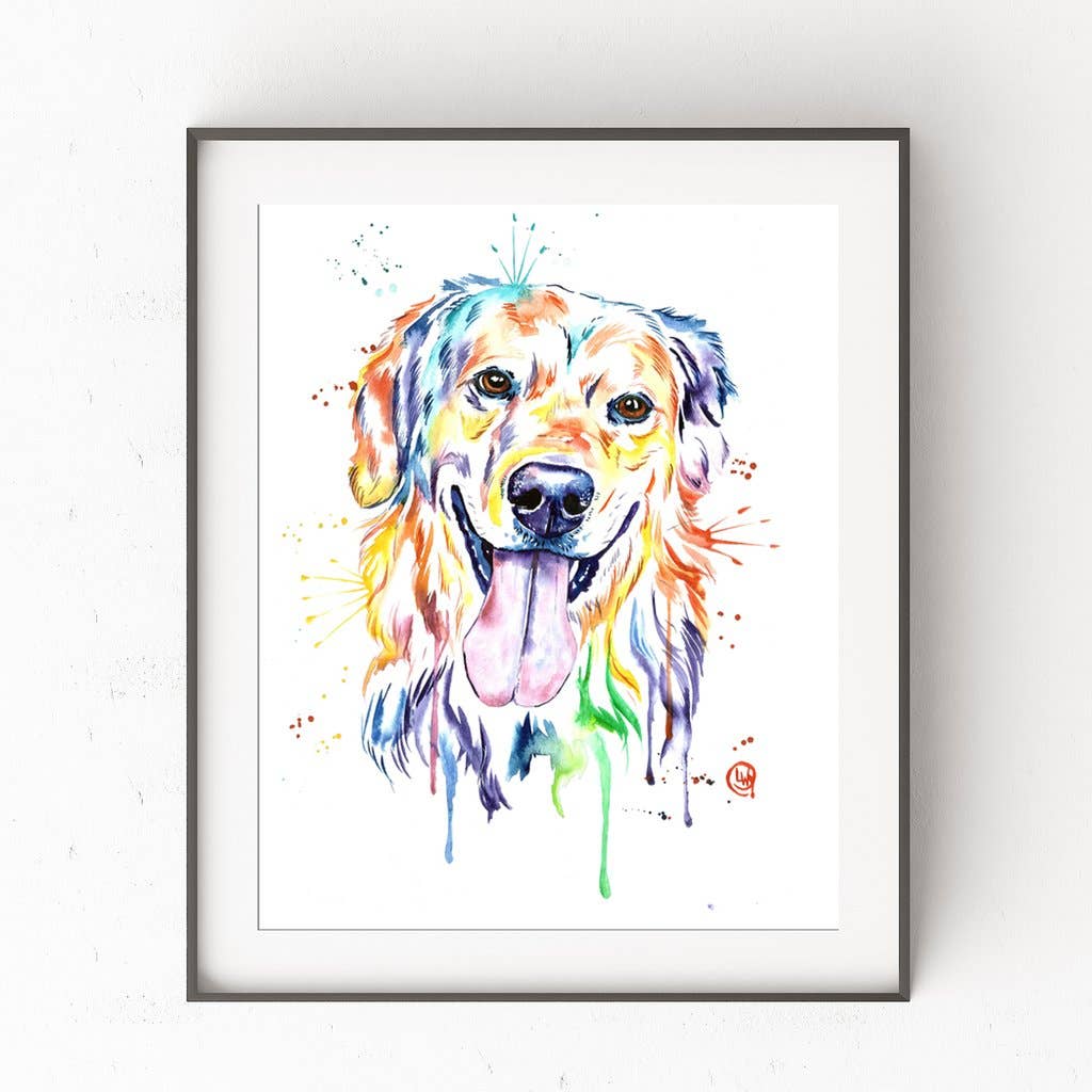 Whitehouse Art - Golden Retriever Art Print, Peinture dorée, Maman chien