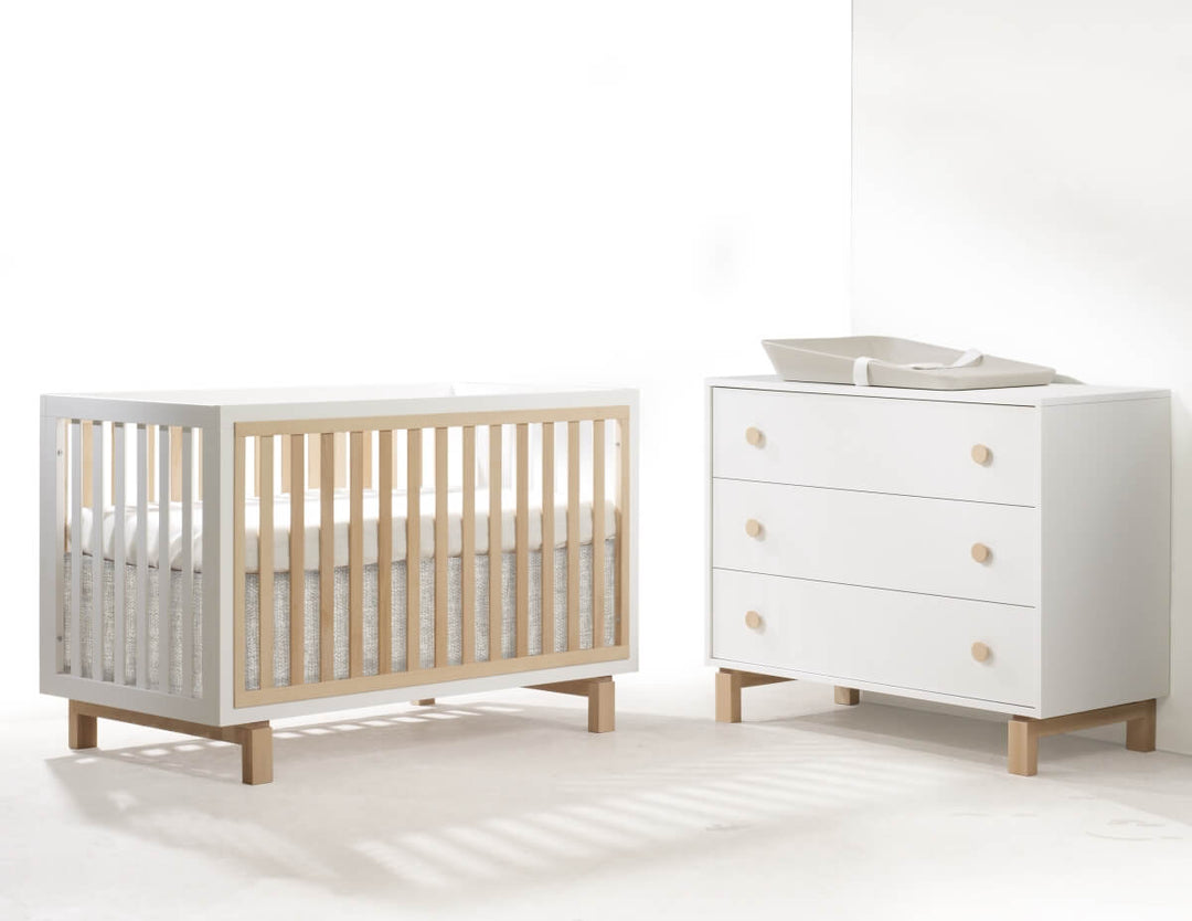 Tulip - Bjorn Classic Crib and 3 Drawer Dresser XL (sold as a set only) - White / Natural Tulip - Nursery Furniture Sets - TU6501 - 19 - SET Tiny Toes in Dreamland