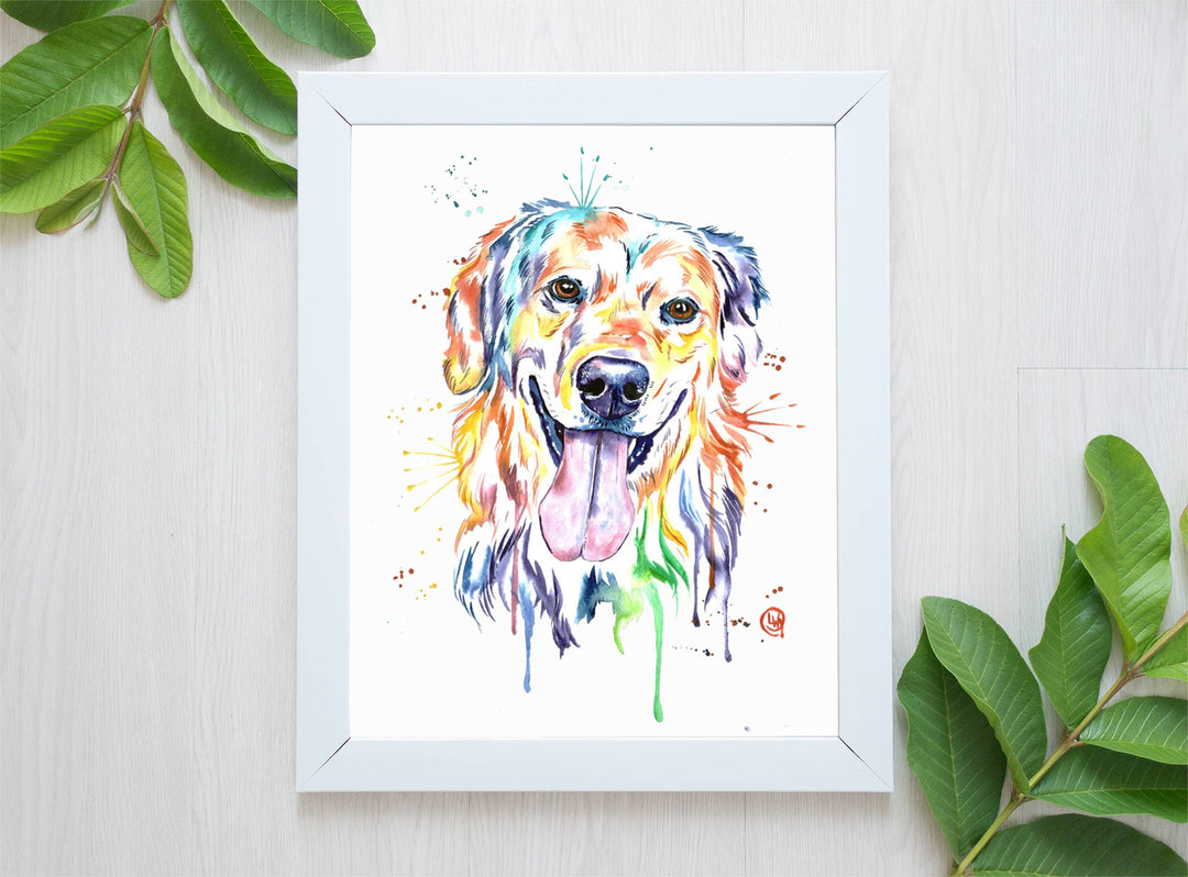 Whitehouse Art - Golden Retriever Art Print, Golden Painting, Dog Mom