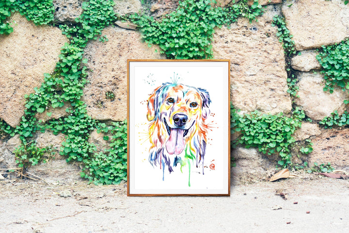 Whitehouse Art - Golden Retriever Art Print, Peinture dorée, Maman chien