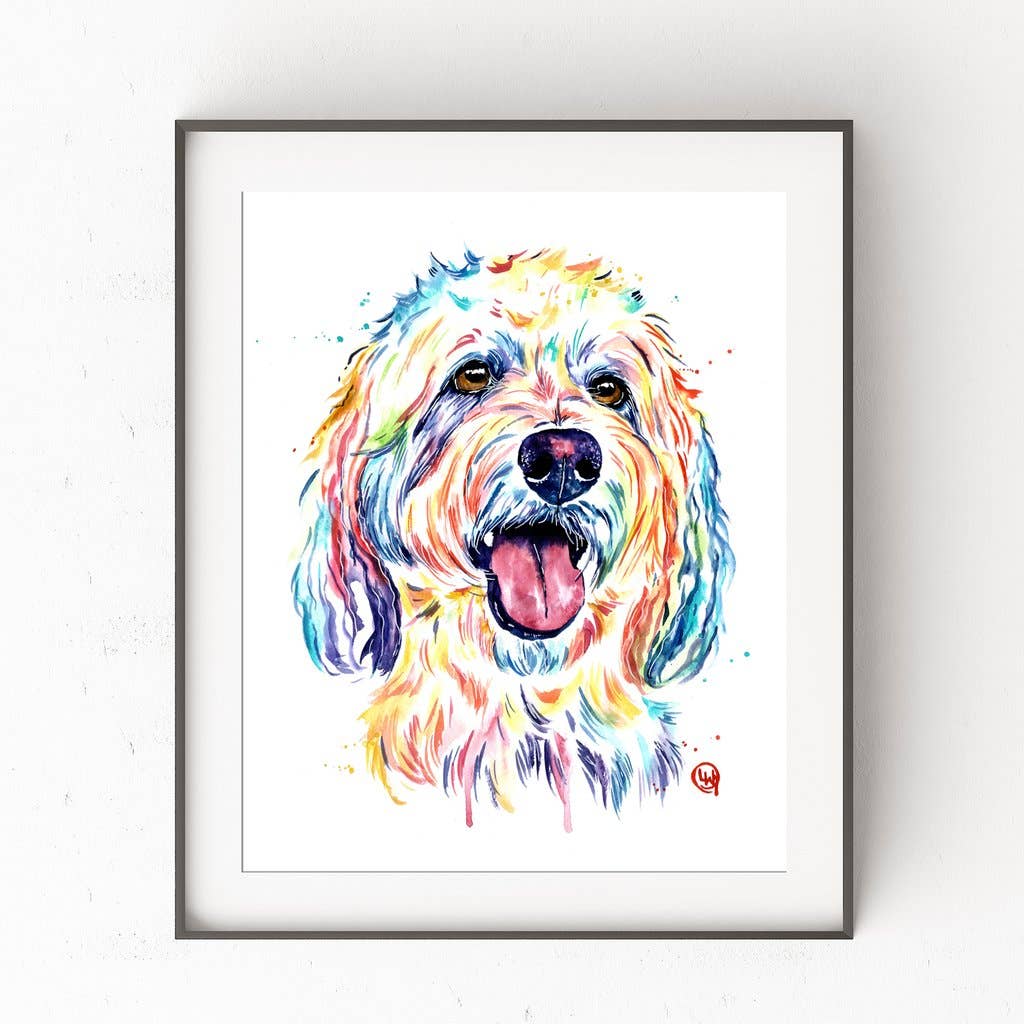 Whitehouse Art - Goldendoodle Art Print - Laberdoodle, Pet Portrait