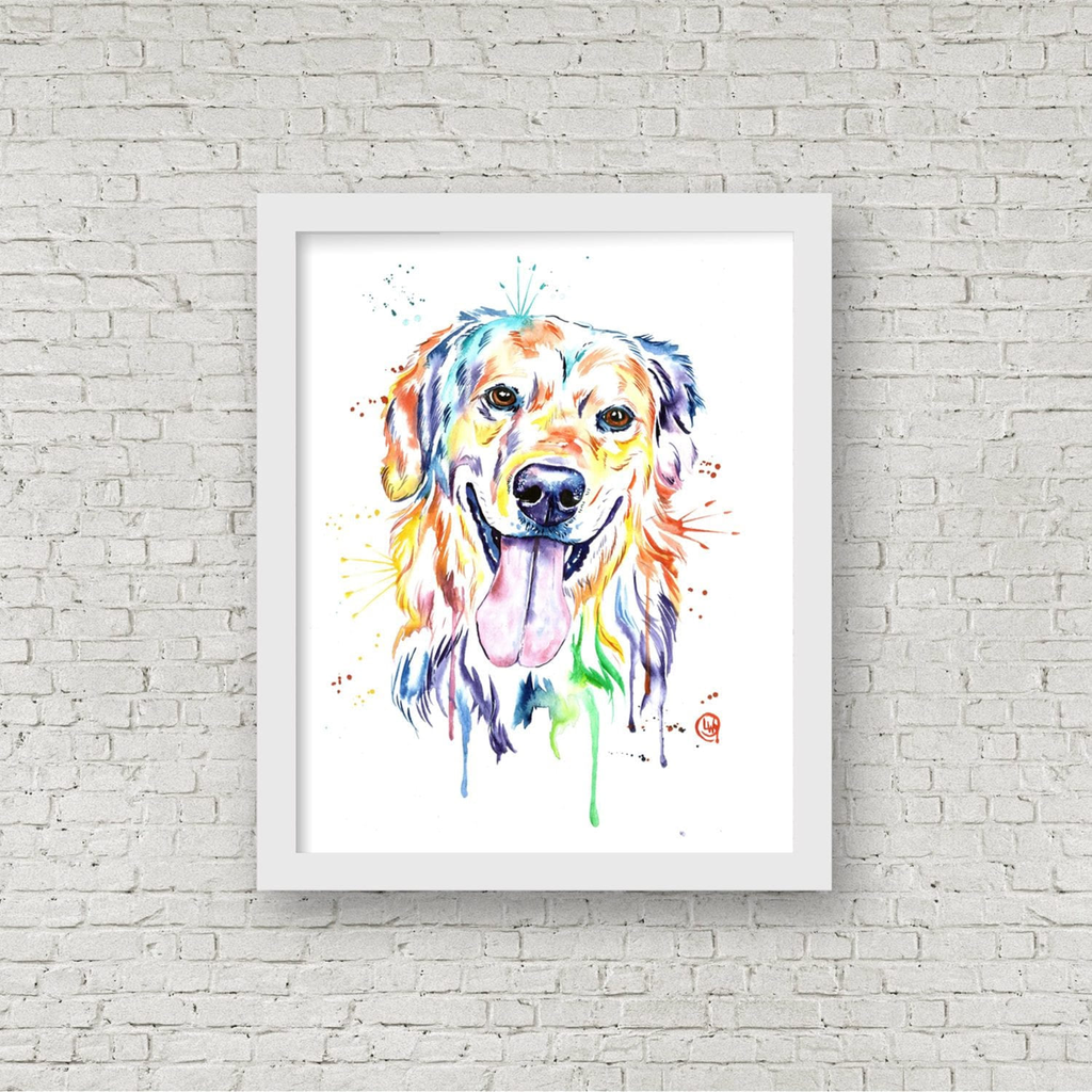 Whitehouse Art - Golden Retriever Art Print, Peinture dorée, Maman chien