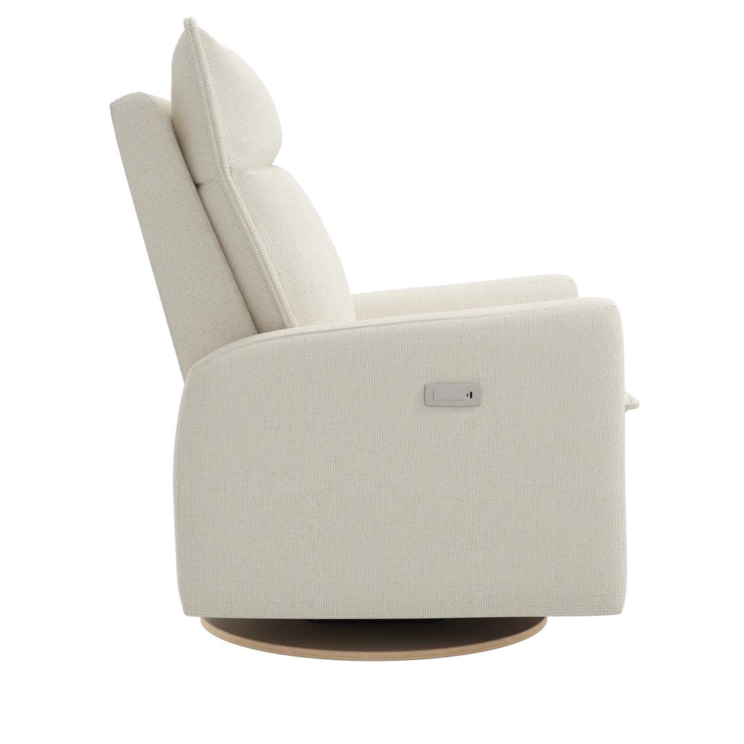 Jaymar BB - ARYA Upholstered Swivel Glider &amp; Recliner with Footrest - Henequen Ivory