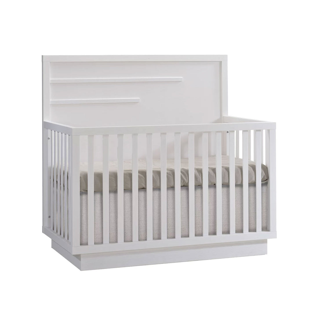 Natart - Como - Lit bébé convertible 4 en 1 avec moulure horizontale - Blanc