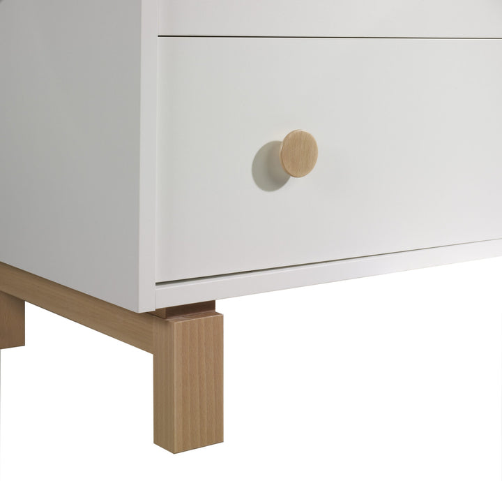 Tulipe - Lit de bébé classique Bjorn Natural - Commode 3 tiroirs XL entièrement naturelle et blanche/naturelle (vendue en ensemble uniquement)