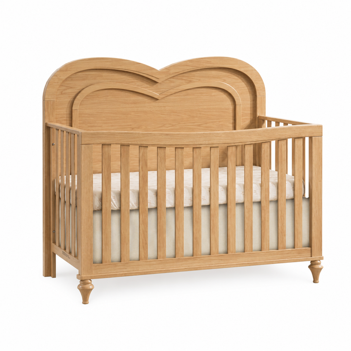 Natart - Greta ‘’4-in-1’’ Convertible crib with heart shaped decorative molding - Wheat