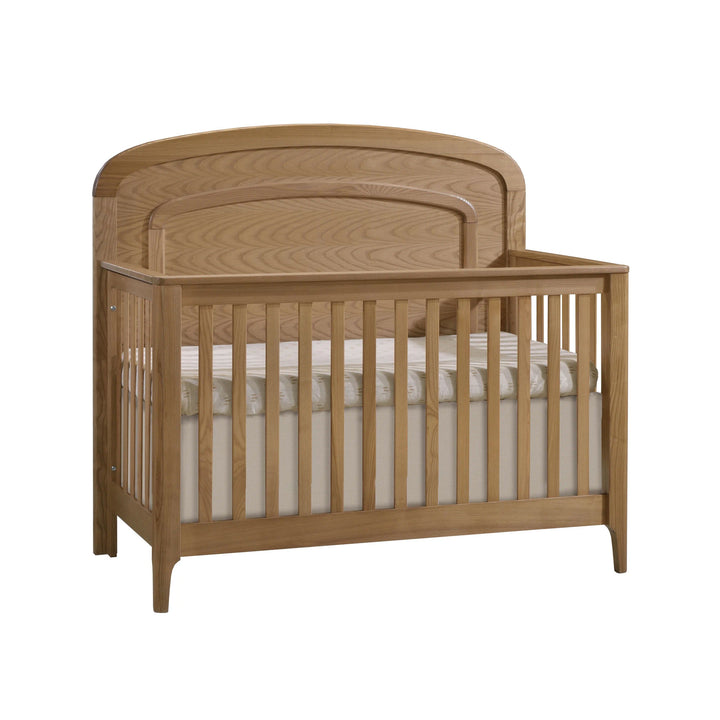 Natart - Lit de bébé convertible « 5-en-1 » Palo avec panneau de tête de lit rembourré beige bouclé - Dove