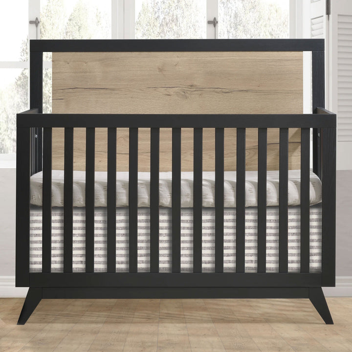 Tulip - Sissi Crib - to - double and Combo Dresser (sold as a set only) - Black/Natural Barn Oak Tulip - Nursery Furniture Sets - TU3503.46 - TU3530.46 - SET Tiny Toes in Dreamland