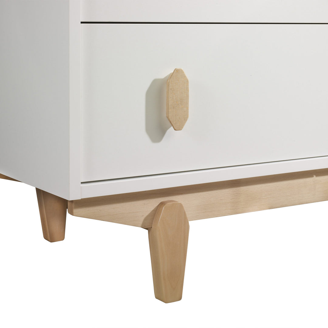 Tulipe - Lit de bébé Tate Classic et commode à 3 tiroirs XL (vendu en ensemble uniquement) - Lit de bébé entièrement naturel et commode blanche/naturelle