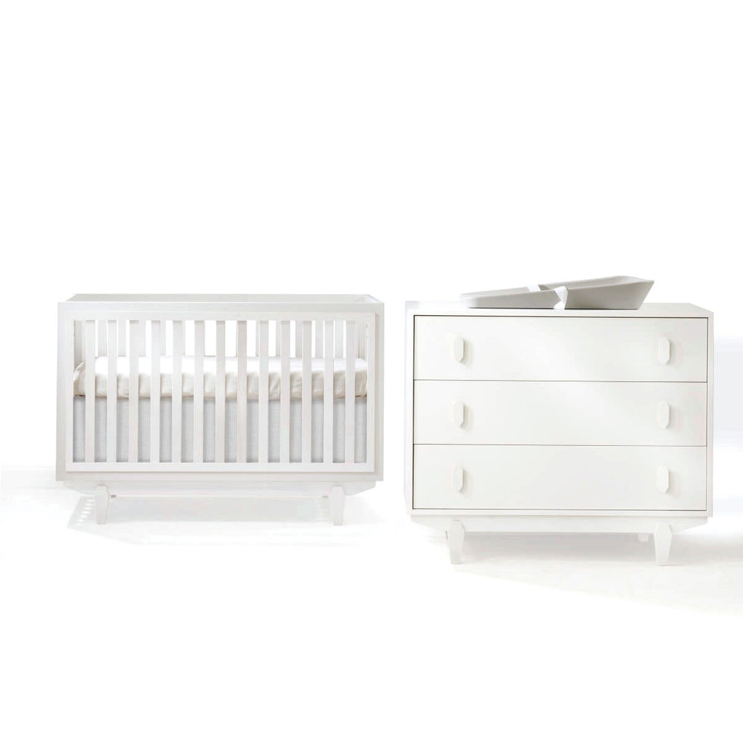 Tulip - Tate Classic Crib and 3 Drawer Dresser XL (sold as a set only)  - All White