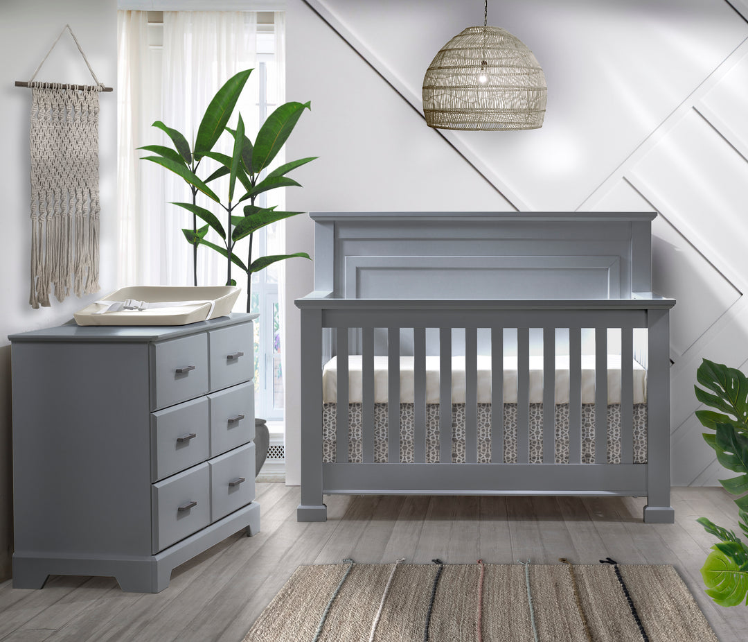 Natart - Lit de bébé convertible « 5-en-1 » Taylor Elephant gris