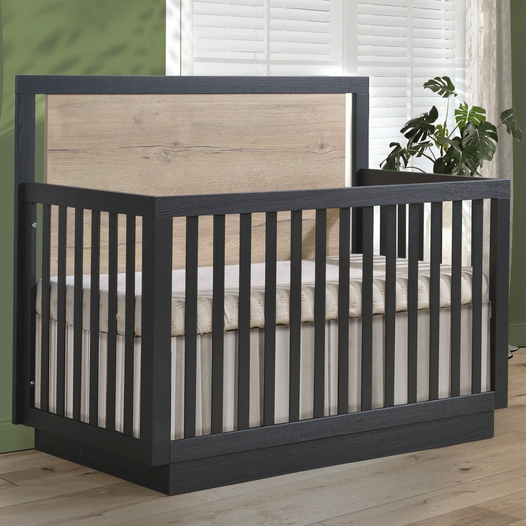 Tulip - Tito Convertible Crib and 3 Drawer Dresser XL (sold as a set only) - Black/Natural Barn Oak Tulip - Nursery Furniture Sets - TU4503.46 - TU4530.46 - SET Tiny Toes in Dreamland