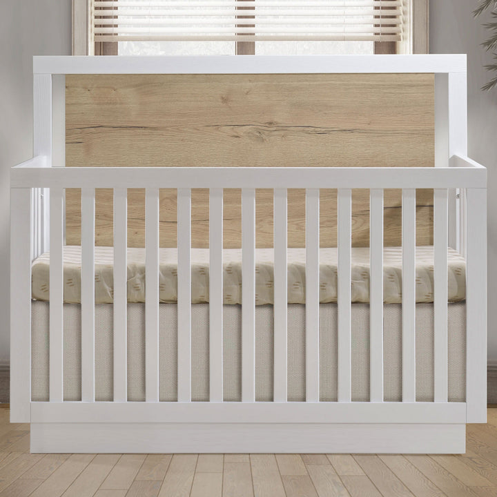 Tulip - Tito Convertible Crib and 3 Drawer Dresser XL (sold as a set only) - Pearl White / Natural Barn Oak Tulip - Nursery Furniture Sets - TU4503.40 - TU4530.40 Tiny Toes in Dreamland