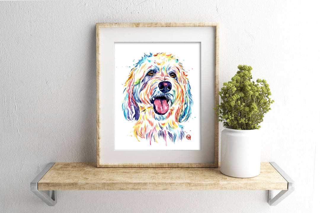 Whitehouse Art - Goldendoodle Art Print - Laberdoodle, Pet Portrait