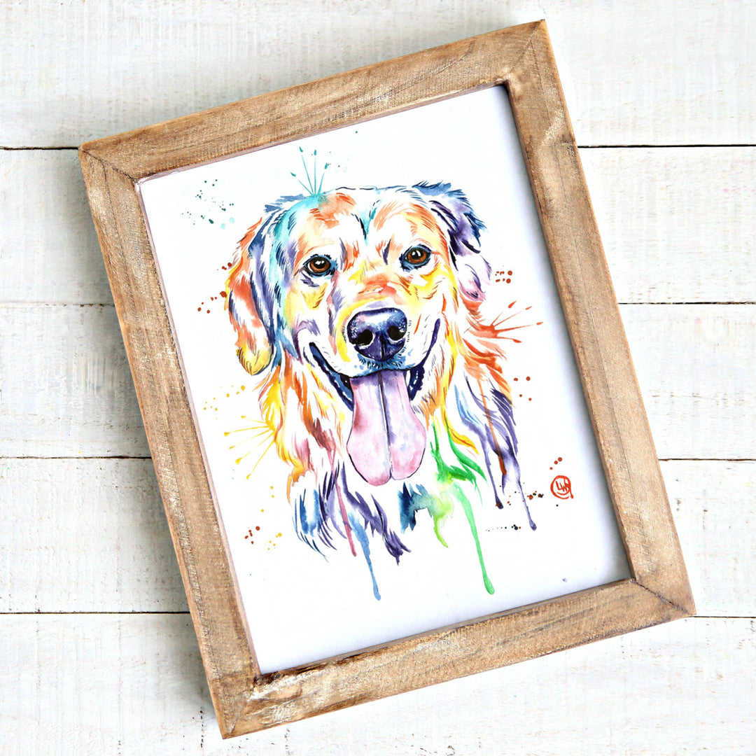 Whitehouse Art - Golden Retriever Art Print, Golden Painting, Dog Mom