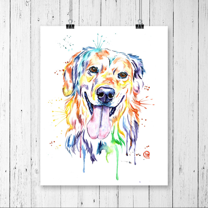 Whitehouse Art - Golden Retriever Art Print, Peinture dorée, Maman chien