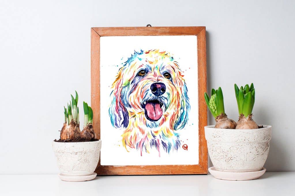 Whitehouse Art - Goldendoodle Art Print - Laberdoodle, Pet Portrait