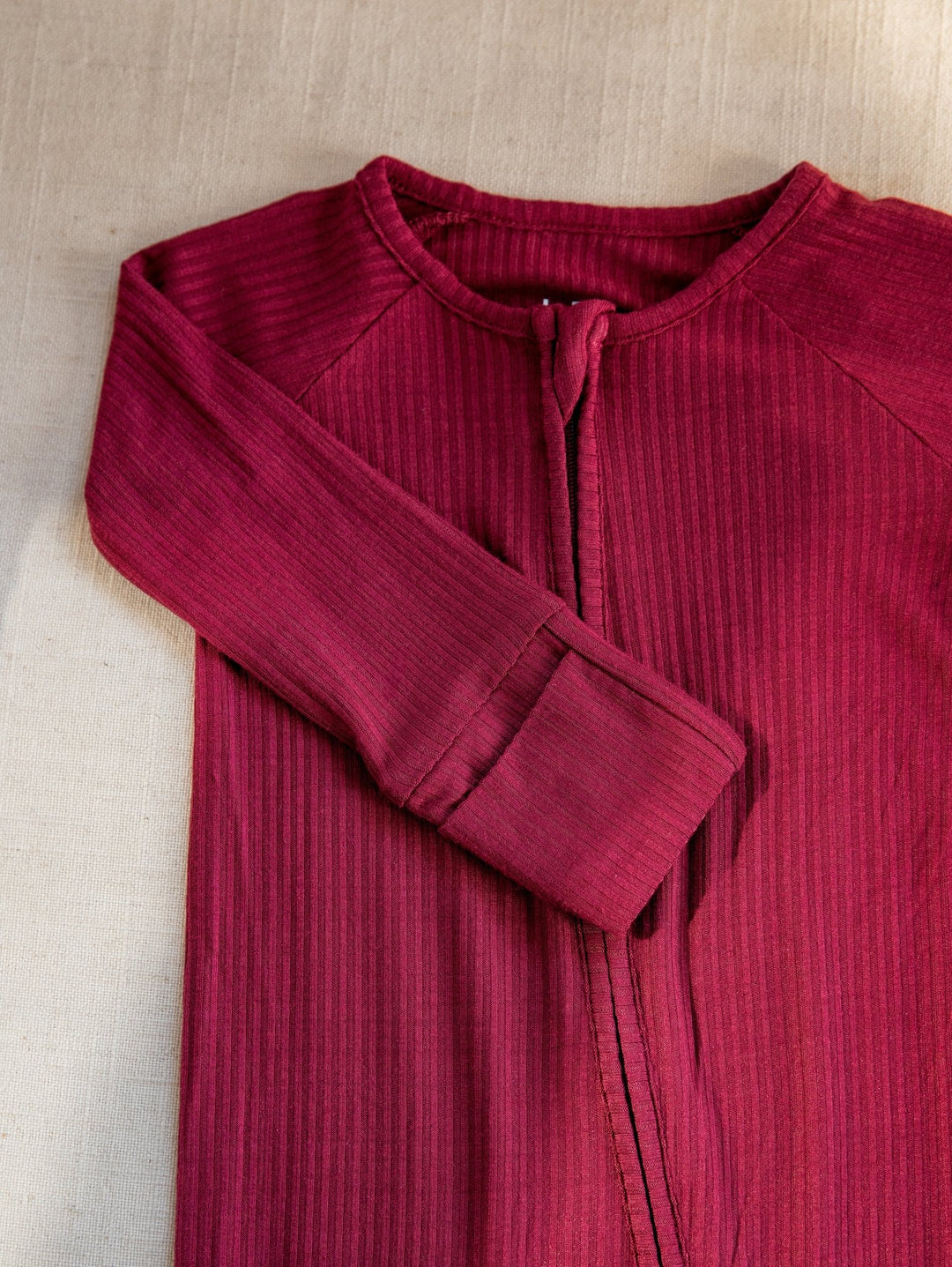 Burgundy Ribbed Bamboo Convertible Zippered Romper Lulush The Label Kids Clothing - Baby & Toddler Sleepwear - CZS-RB-BUR-0 Tiny Toes in Dreamland