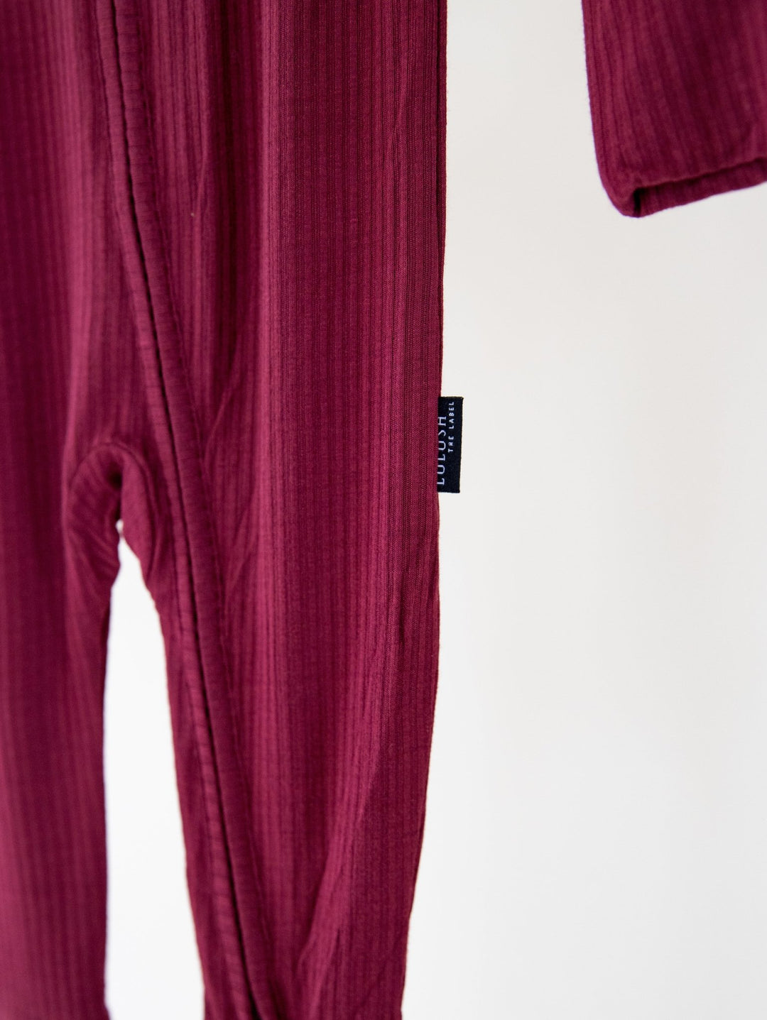 Burgundy Ribbed Bamboo Convertible Zippered Romper Lulush The Label Kids Clothing - Baby & Toddler Sleepwear - CZS-RB-BUR-0 Tiny Toes in Dreamland