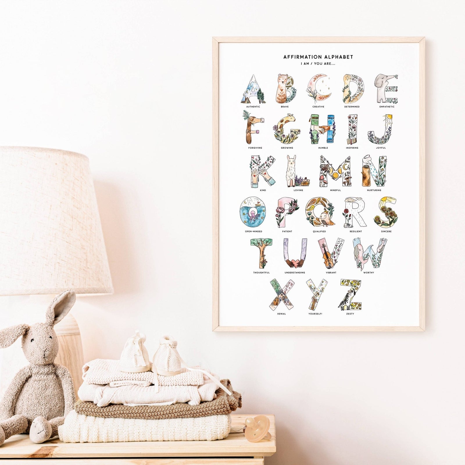Clara Cecilia Design - Affirmation Alphabet Watercolour Print - Baby & Kids Paper Prints - CCD - AffAlp_11x14