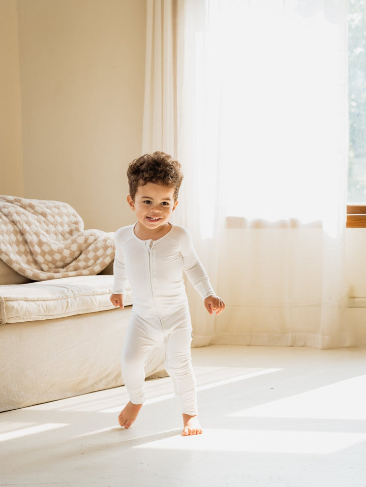 Cloud Grey Bamboo Convertible Zippered Romper Lulush The Label Kids Clothing - Baby & Toddler Sleepwear - CZS-LG-0 Tiny Toes in Dreamland
