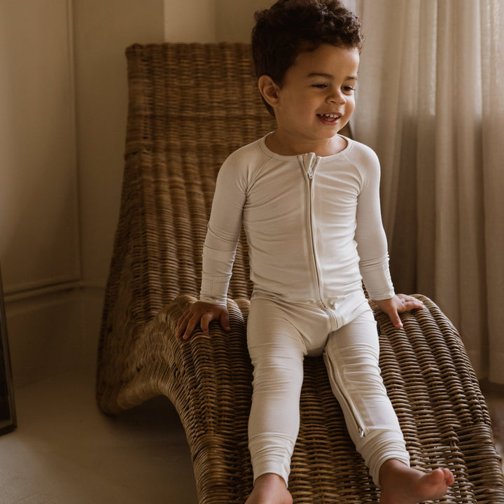 Cloud Grey Bamboo Convertible Zippered Romper Lulush The Label Kids Clothing - Baby & Toddler Sleepwear - CZS-LG-0 Tiny Toes in Dreamland