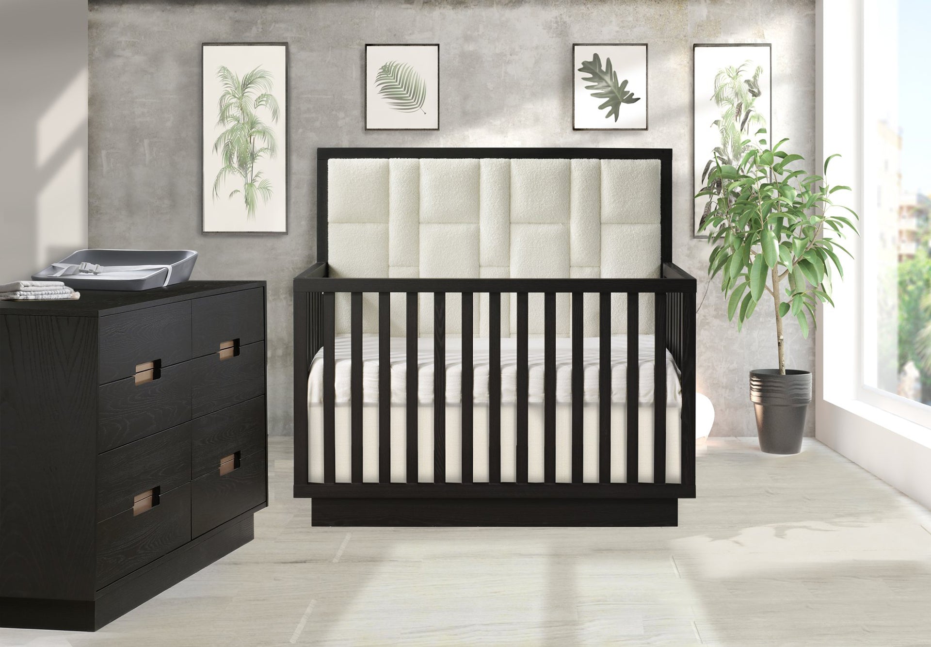 Baby crib with padded headboard best sale