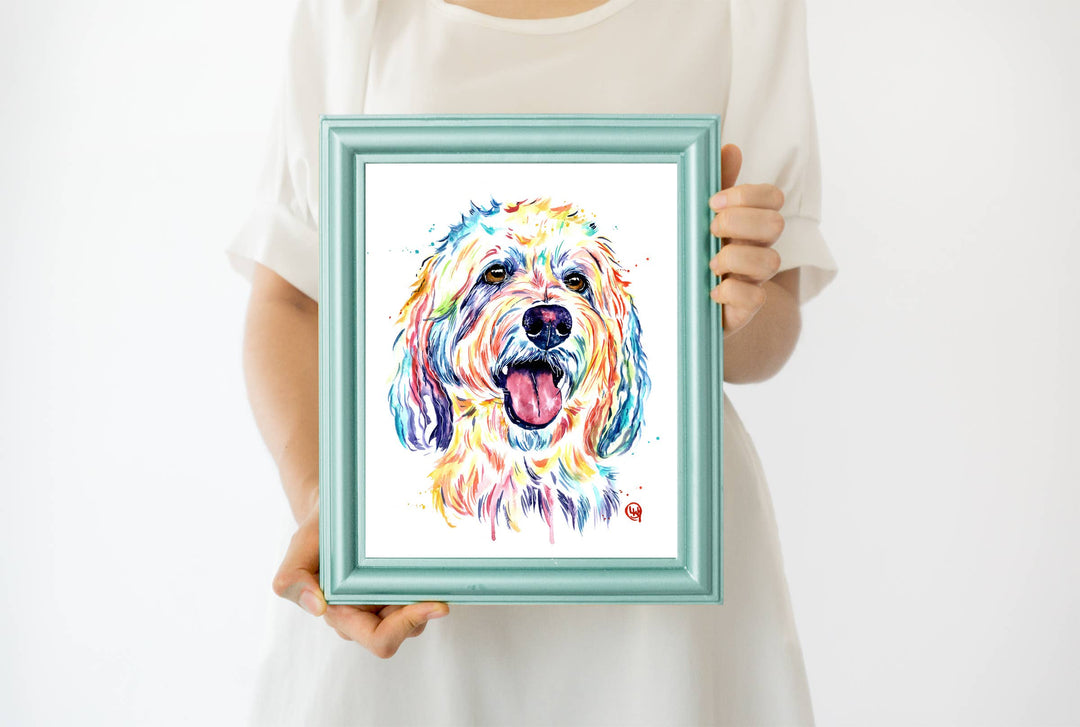 Whitehouse Art - Goldendoodle Art Print - Laberdoodle, Portrait d’animal de compagnie