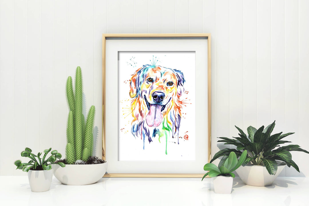 Whitehouse Art - Golden Retriever Art Print, Golden Painting, Dog Mom