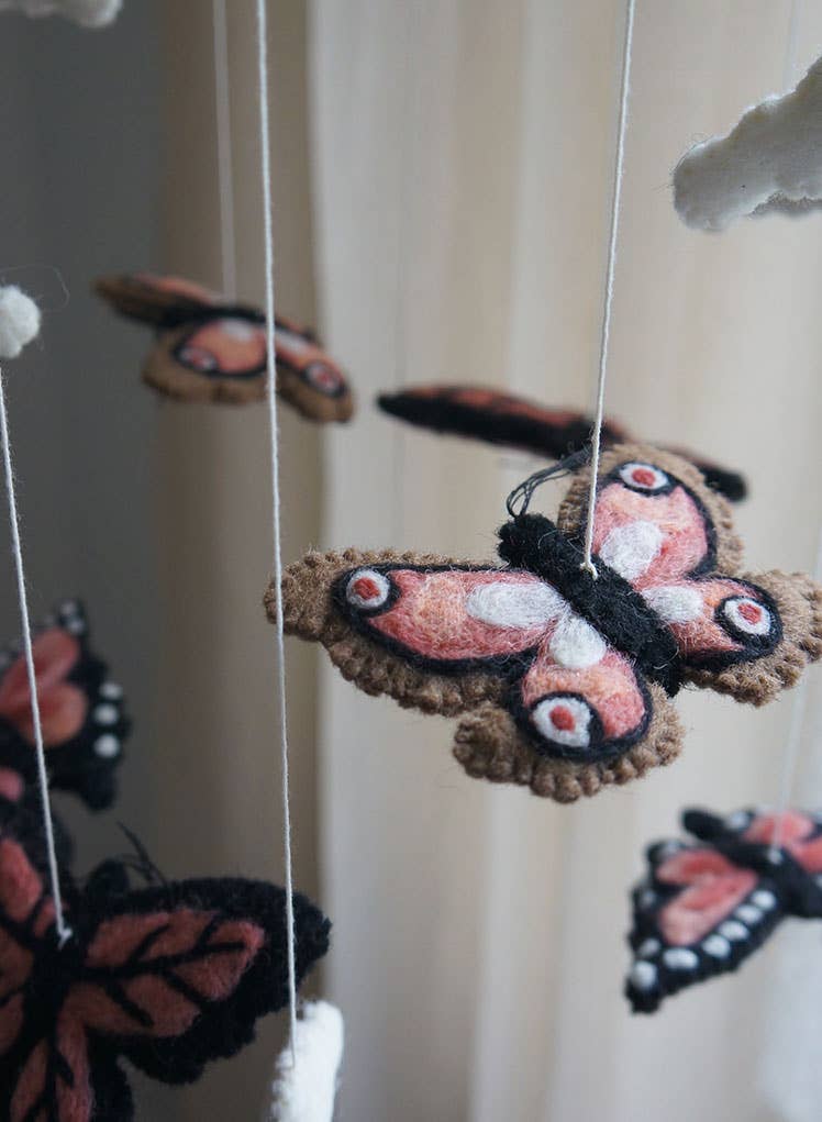 Gamcha - Mobile, Butterflies, Coral Gamcha - Mobiles - Gamcha_Butterflies_Coral Tiny Toes in Dreamland