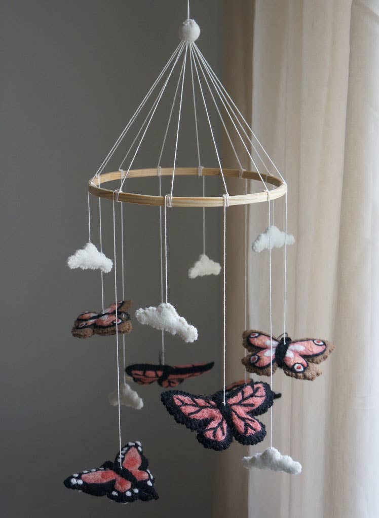 Gamcha - Mobile, Butterflies, Coral Gamcha - Mobiles - Gamcha_Butterflies_Coral Tiny Toes in Dreamland