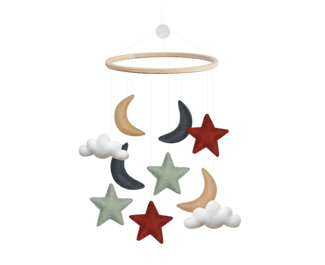 Gamcha baby mobile, Star/Moon/Cloud, Red/Blue