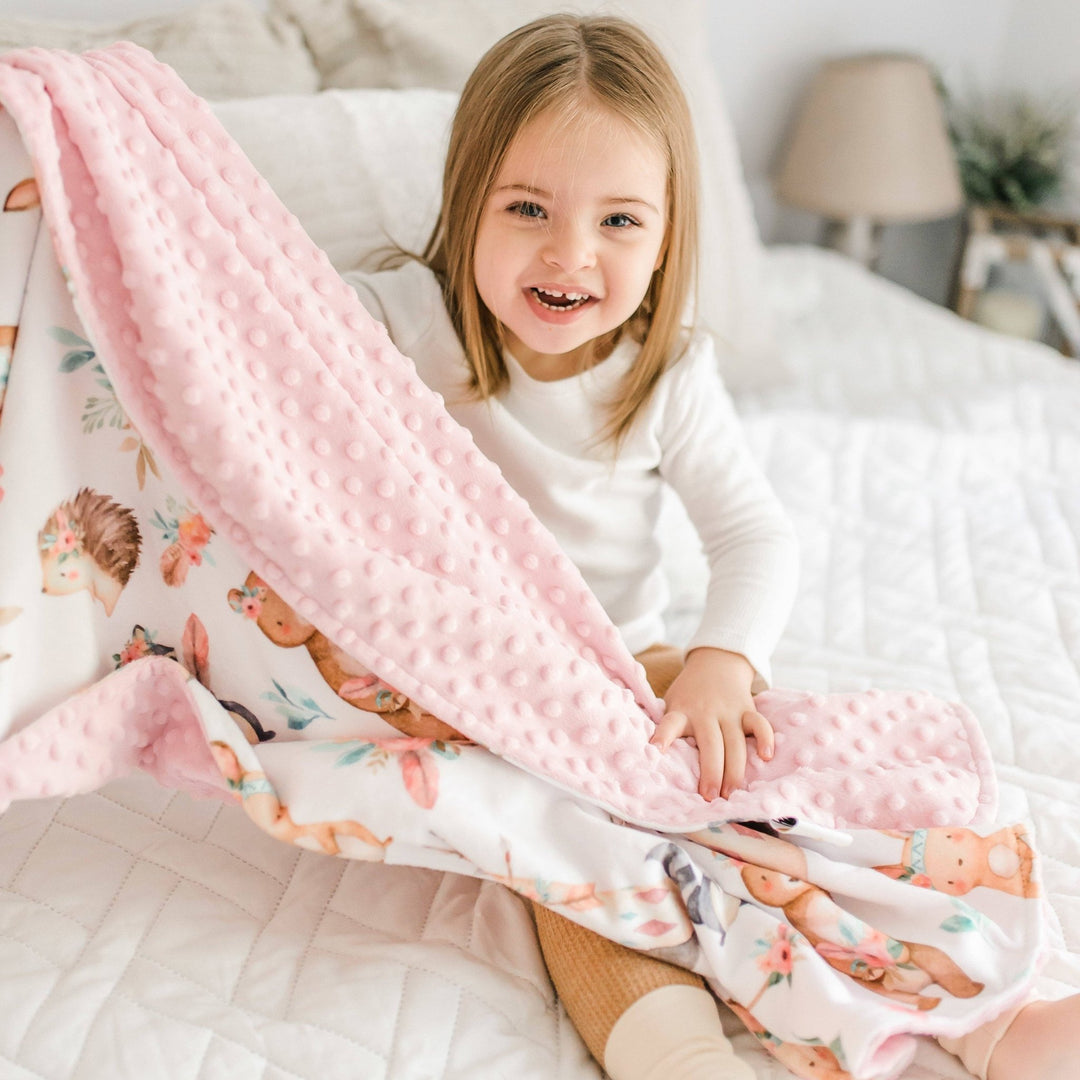 Honey Lemonade - Baby & Toddler Minky Blanket - Woodland Tribe Pink - Tiny Toes in Dreamland