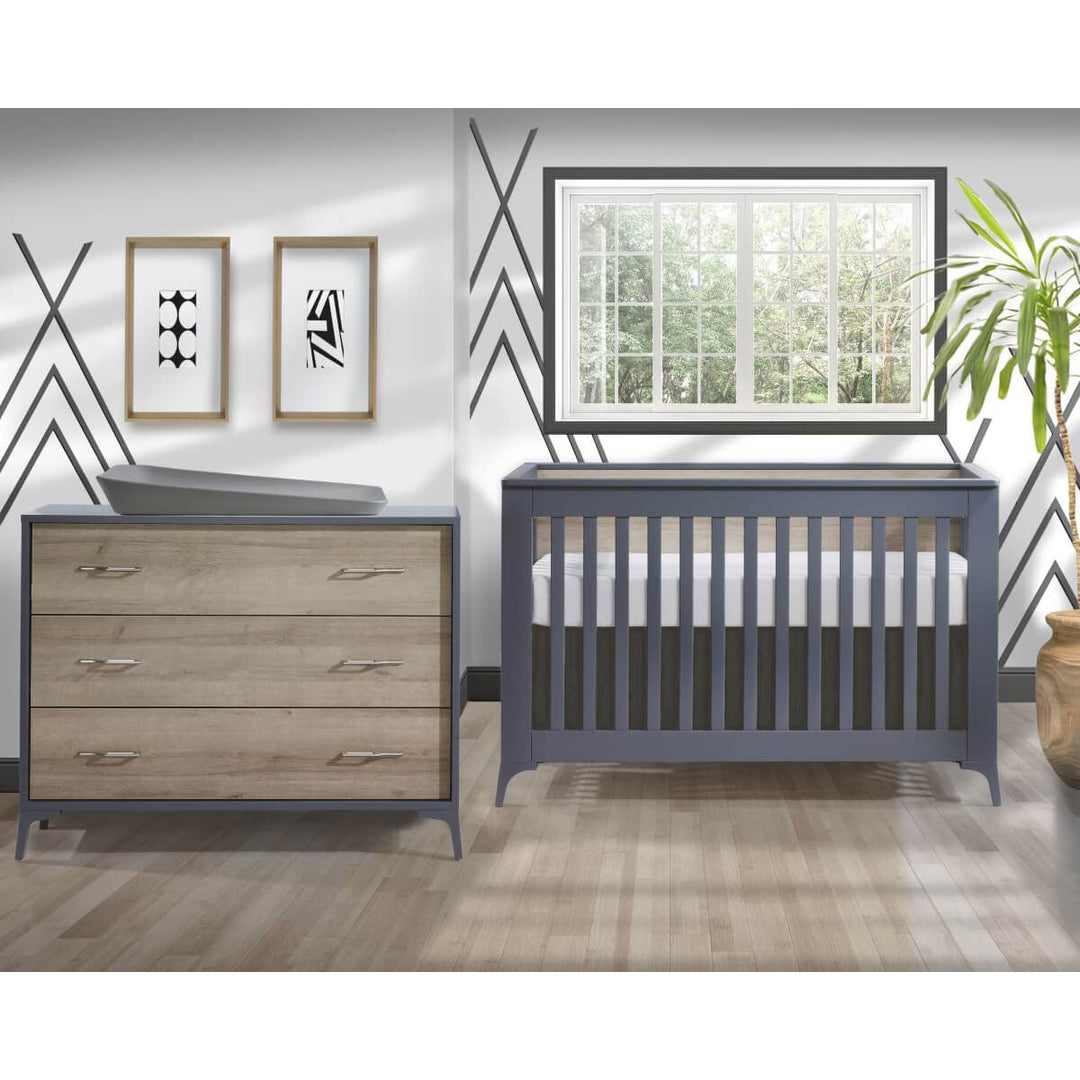 Tulip - Metro Convertible Crib and 3 Drawer Dresser XL (sold as a set only) - Charcoal/Natural Tulip - Nursery Furniture Sets - TU2506 - TU2534 - 15 - SET Tiny Toes in Dreamland