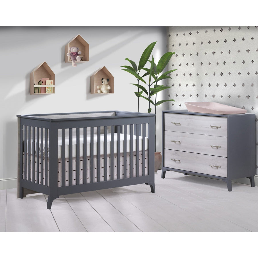 Metro Convertible Crib and 3 Drawer Dresser XL (sold as a set only) - Charcoal/Washed Walnut - Nursery Furniture Sets - Tiny Toes in Dreamland - TU2506 - TU2534 - 16 - SET