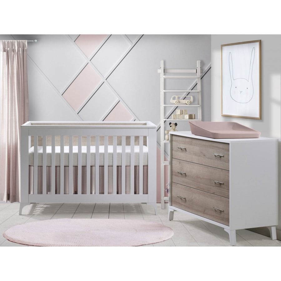 Tulip - Metro Convertible Crib and 3 Drawer Dresser XL (sold as a set only) - White/Natural Tulip - Nursery Furniture Sets - TU2506 - TU2534 - 19 - SET Tiny Toes in Dreamland