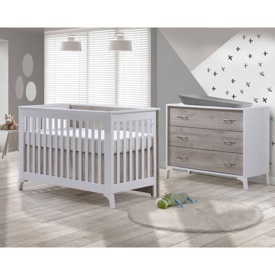 Tulip - Metro Convertible Crib and 3 Drawer Dresser XL (sold as a set only) - White/Sand Tulip - Nursery Furniture Sets - TU2506 - TU2534 - 20 - SET Tiny Toes in Dreamland