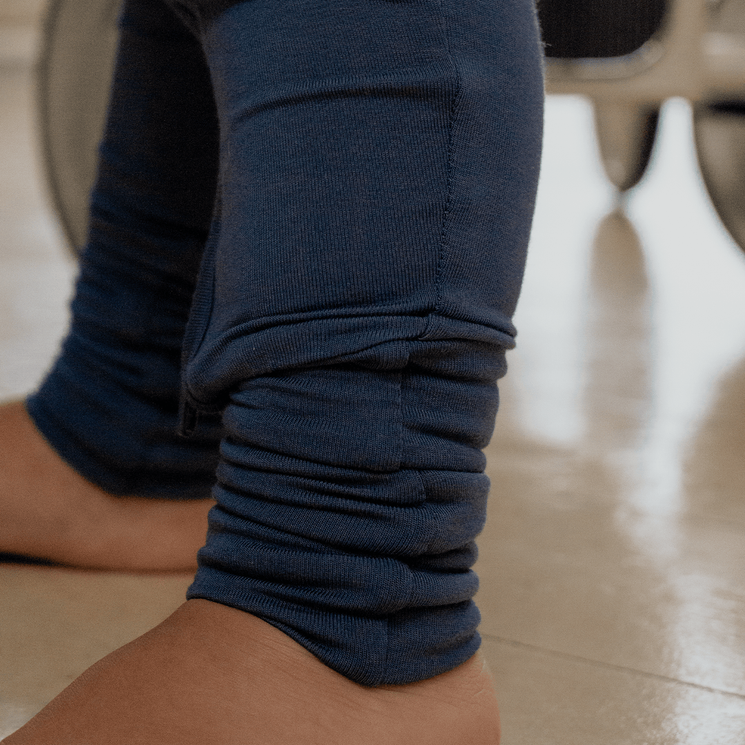 Muted Navy Bamboo Convertible Zippered Romper Lulush The Label Kids Clothing - Baby & Toddler Sleepwear - CZS-BLU-0 Tiny Toes in Dreamland