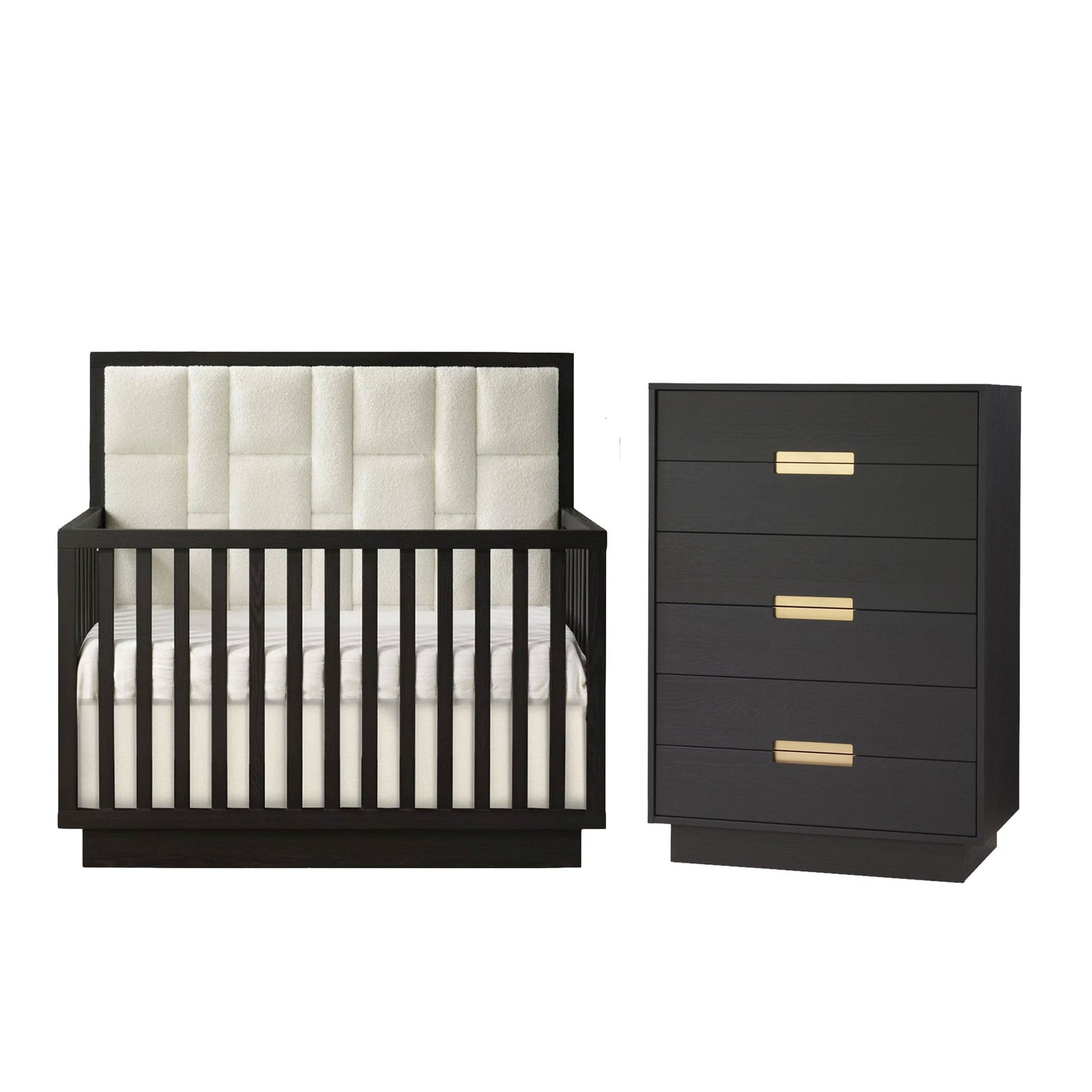 Natart - Como - 4 - in - 1 Convertible Crib with beige panel and dresser SETs Natart Juvenile - Nursery Furniture Sets - 14005P.36-14039.36-SET Tiny Toes in Dreamland