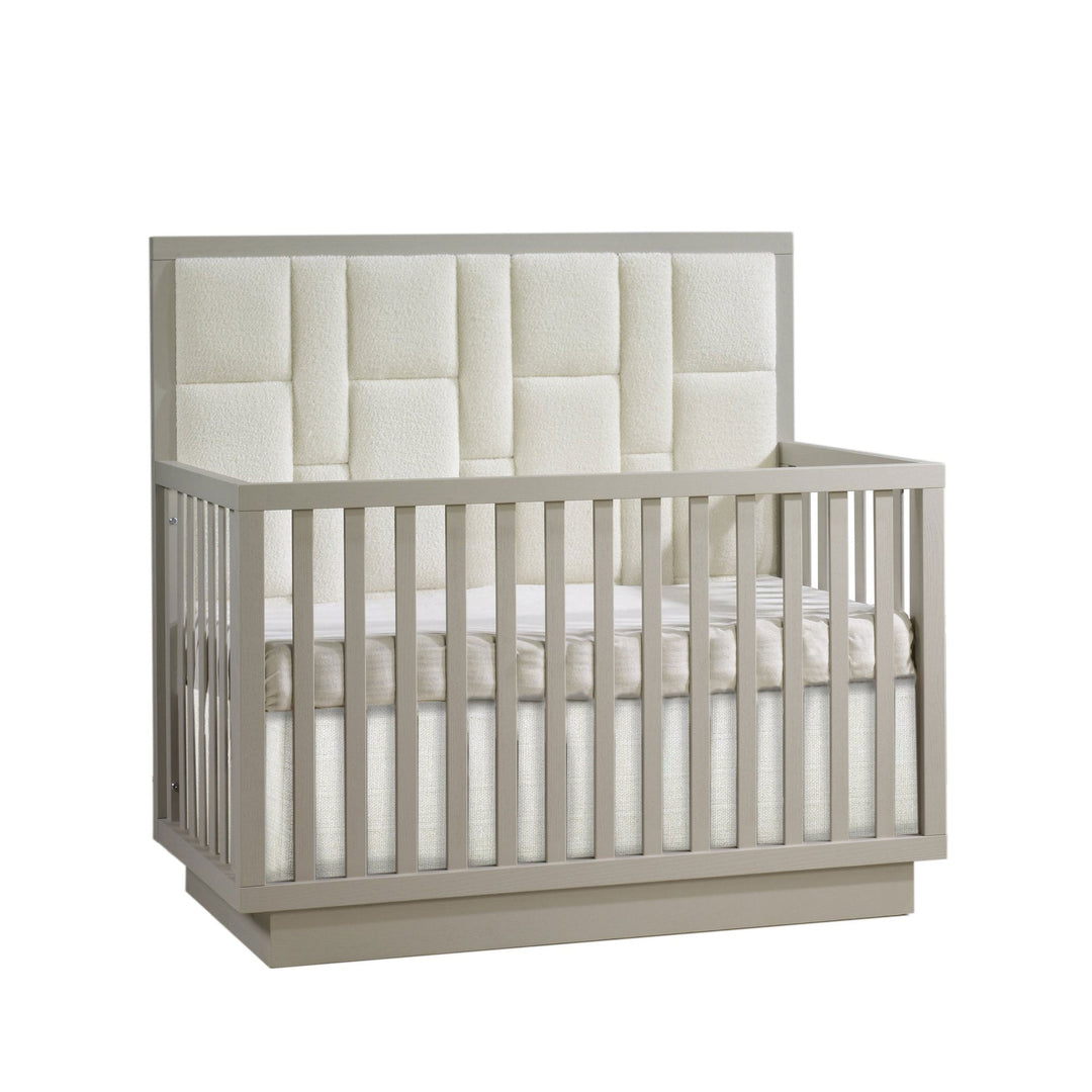 Natart - Como 4 - in - 1 Convertible Crib with Geometric Upholstered Headboard panel - Dove Natart Juvenile - Convertible Crib - 14005P82.34 Tiny Toes in Dreamland