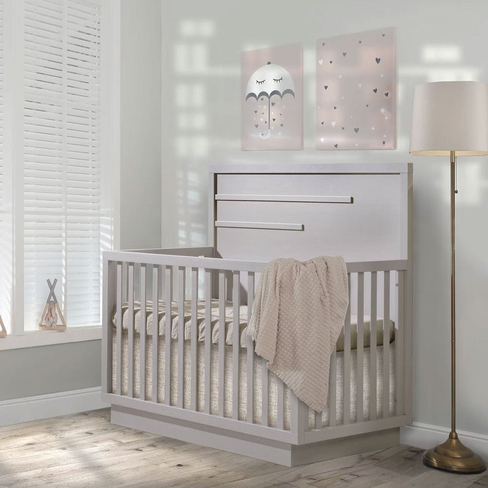 Natart - Como - 4 - in - 1 Convertible Crib with horizontal molding - Dove Natart Juvenile - Convertible Crib - 14004.34 Tiny Toes in Dreamland