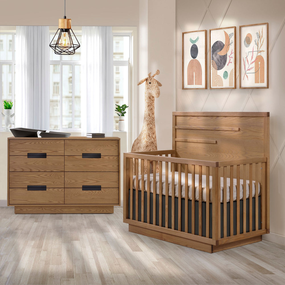 Natart - Como - 4 - in - 1 Convertible Crib with horizontal molding - Wheat Natart Juvenile - Convertible Crib - 14004.10 Tiny Toes in Dreamland