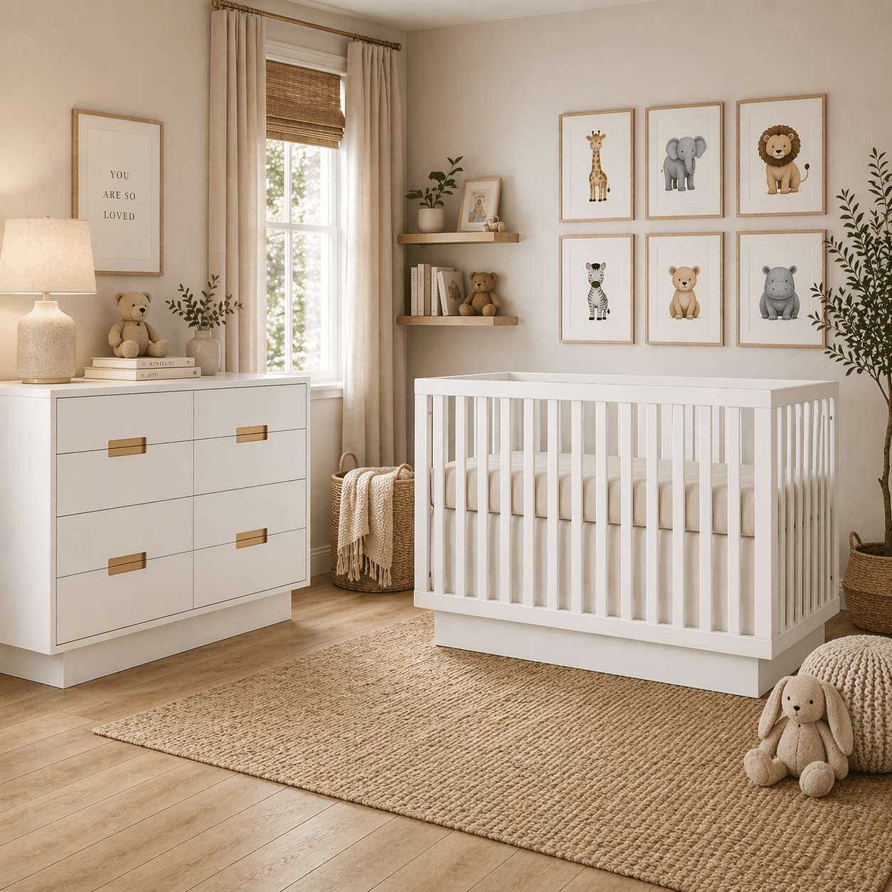 Natart - Como - Classic crib and dresser SETs Natart Juvenile - Nursery Furniture Sets - 14002.70-14048.70-SET Tiny Toes in Dreamland