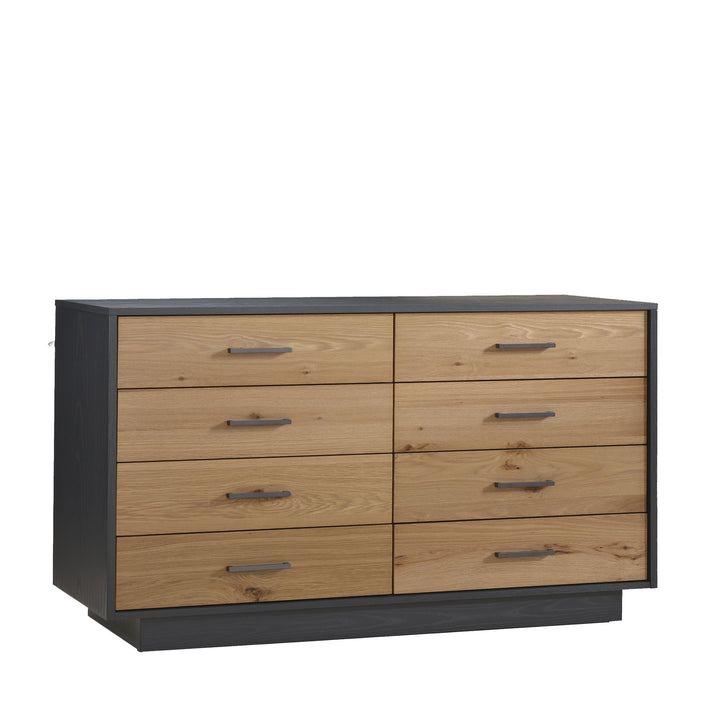 Natart - Como Naturale – Double Dresser 52" (8 drawers) - Graphite/Rustic Oak Natart Juvenile - Baby and Kids Dressers - 14036.59 Tiny Toes in Dreamland