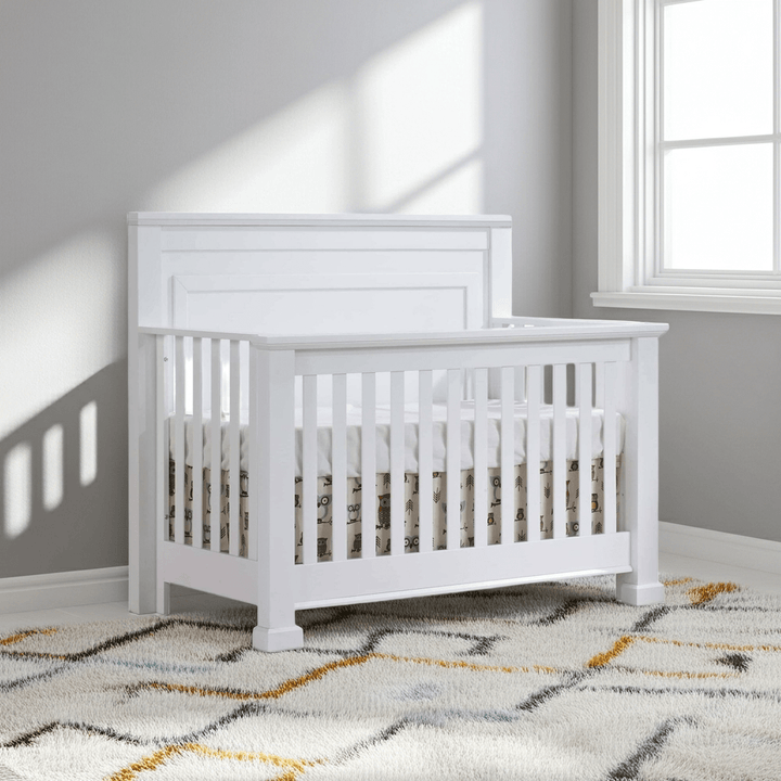 Natart - Taylor SET “5 - in - 1” Convertible crib and dresser - White Natart Juvenile - Nursery Furniture Sets - 65003-70-65046-70-KD-SET Tiny Toes in Dreamland