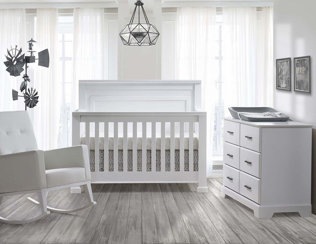 Natart - Taylor White “5 - in - 1” Convertible Crib Natart Juvenile - Convertible Crib - 65005P97 - 70 Tiny Toes in Dreamland